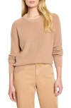 Nic + Zoe Nic+zoe Shaker Stitch Crewneck Sweater In Brown