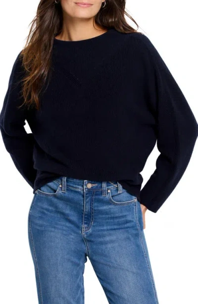 Nic + Zoe Nic+zoe Shaker Stitch Mock Neck Sweater In Dark Indigo