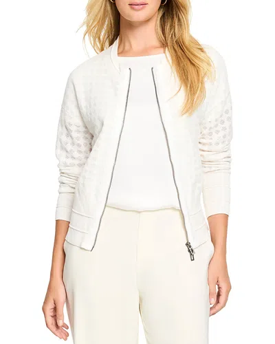 Nic + Zoe Nic+zoe Sheer Stitch Zip Cardigan In Classic Cream