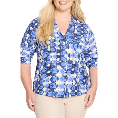 Nic + Zoe Nic+zoe Shibori Stone Button-up Shirt In Blue