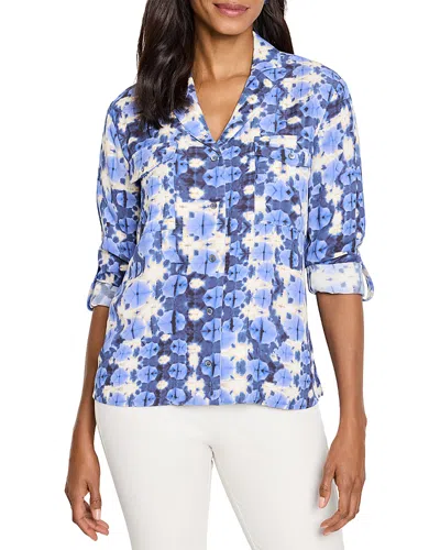 Nic + Zoe Nic+zoe Shibori Stone Shirt In Blue
