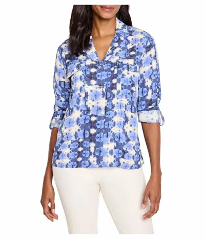 Nic + Zoe Shibori Stone Shirt In Blue Multi