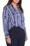Nic + Zoe Shibori Stripe Top In Blue