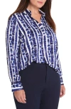 Nic + Zoe Shibori Stripe Top In Multi