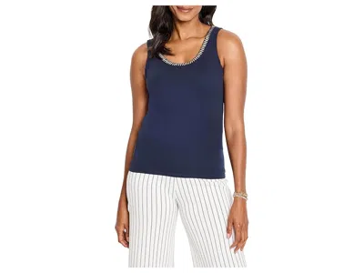 Nic + Zoe Shimmer Trimmed Tank Top In Blue