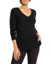 Nic + Zoe Nic+zoe Shimmer Waffle V Neck Sweater In Black