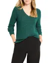 Nic + Zoe Nic+zoe Shimmer Waffle V Neck Sweater In Green