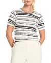 Nic + Zoe Nic+zoe Shoreline Mix Stripe Short Sleeve Sweater In Neutral Multi