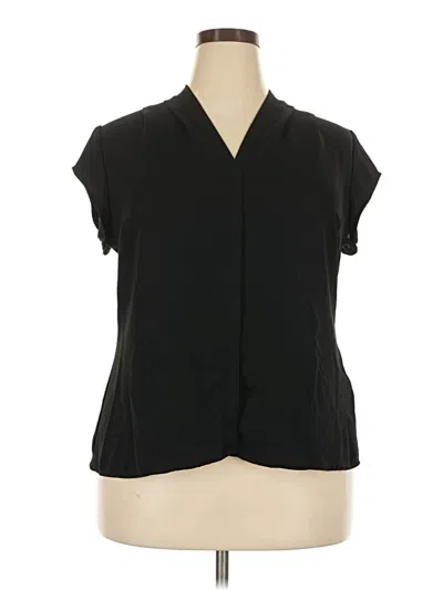 Pre-owned Nic + Zoe Short Sleeve Blouse In Black