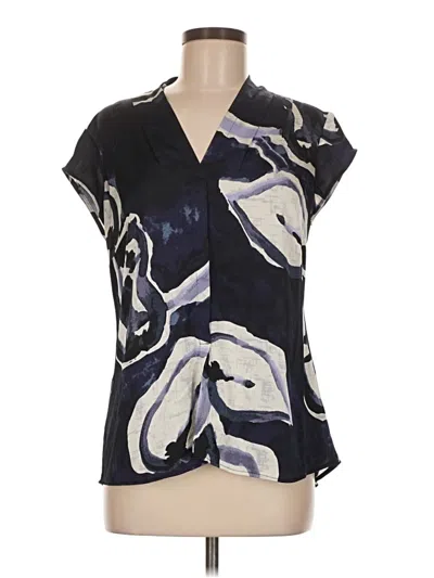 Pre-owned Nic + Zoe Short Sleeve Blouse In Blue
