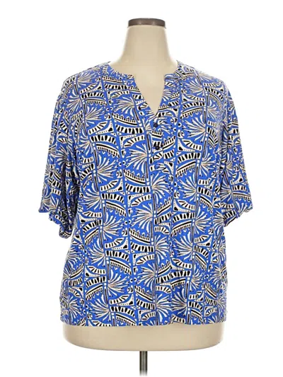 Nic + Zoe Short Sleeve Blouse In Blue