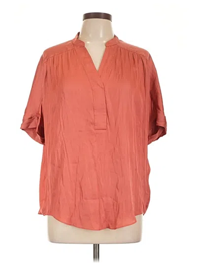 Pre-owned Nic + Zoe Short Sleeve Blouse In Orange