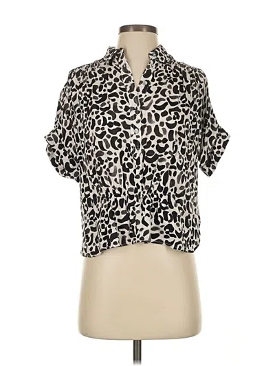 Pre-owned Nic + Zoe Short Sleeve Blouse In White