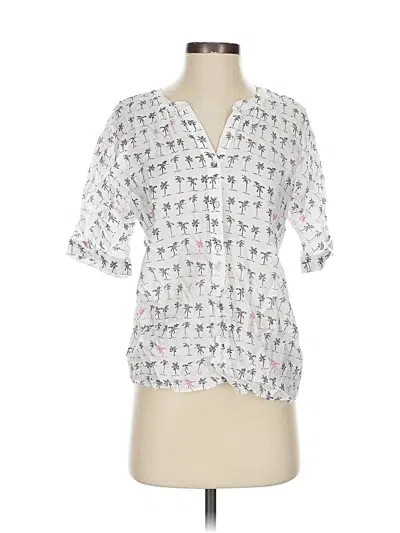 Pre-owned Nic + Zoe Short Sleeve Blouse In White