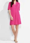 Nic + Zoe Short Sleeve Notched V Dress In Pink In Pink