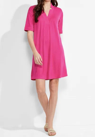 Nic + Zoe Short Sleeve Notched V Dress In Pink