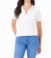 Nic + Zoe Short Sleeve Polo Tee In Paper White In White
