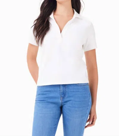 Nic + Zoe Short Sleeve Polo Tee In Paper White