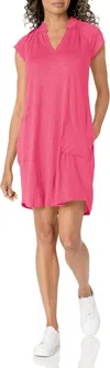 Nic + Zoe Short Sleeve Ruffle V Dress In Rose Quartz In Pink