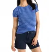 Nic + Zoe Short Sleeve Scoop Neck Striped Tee In Blue Multi In Blue