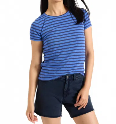 Nic + Zoe Short Sleeve Scoop Neck Striped Tee In Blue Multi