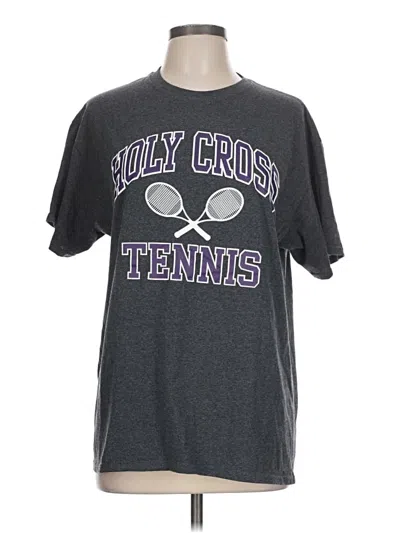 Pre-owned Nic + Zoe Short Sleeve Top Gray Crew Neck Tops