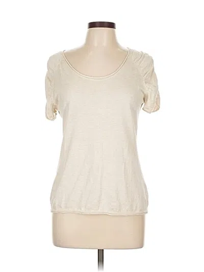 Pre-owned Nic + Zoe Short Sleeve Top Ivory Scoop Neck Tops In White