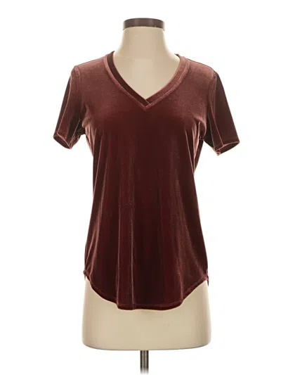 Pre-owned Nic + Zoe Short Sleeve T-shirt In Burgundy