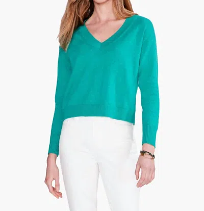 Nic + Zoe Shorty V Sweater In Bright Jade In Green