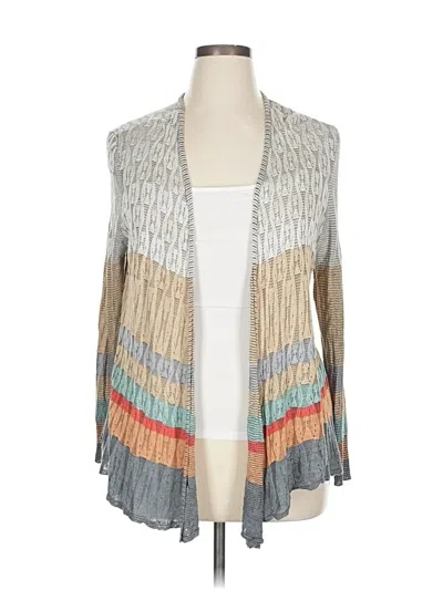 Pre-owned Nic + Zoe Silk Cardigan Sweater In Gray