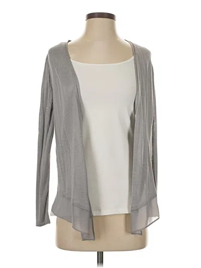Pre-owned Nic + Zoe Silk Cardigan Sweater In Gray
