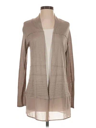 Pre-owned Nic + Zoe Silk Cardigan Sweater In Tan