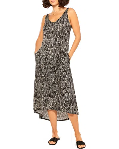 Nic + Zoe Nic+zoe Sketched Leaves Double V Tank Linen-blend Dress In Multi