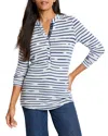 Nic + Zoe Sketched Stripe Cozy Henley In Multi