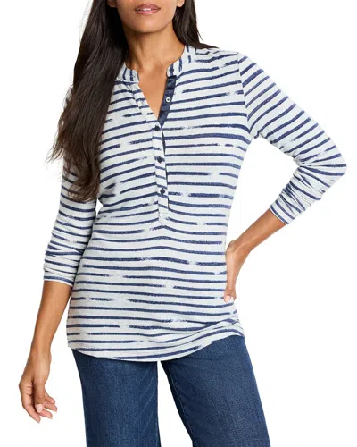 Nic + Zoe Sketched Stripe Cozy Henley In Multi