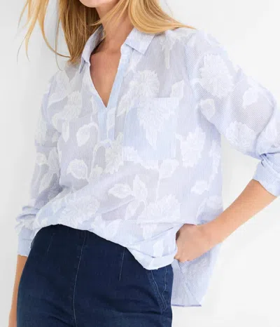 Nic + Zoe Sky Striped Jacquard Top In Blue Multi In Purple