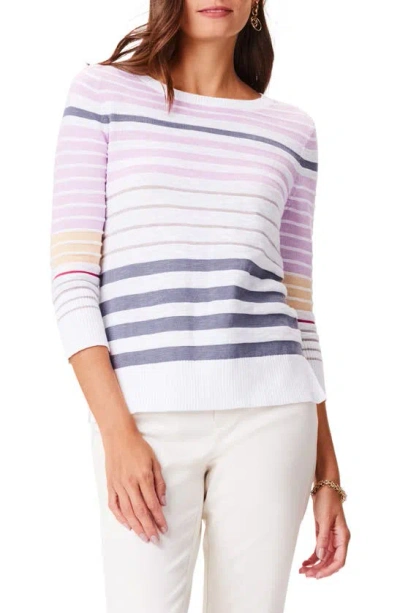 Nic + Zoe Slate Stripe Cotton Blend Sweater In Purple Multi