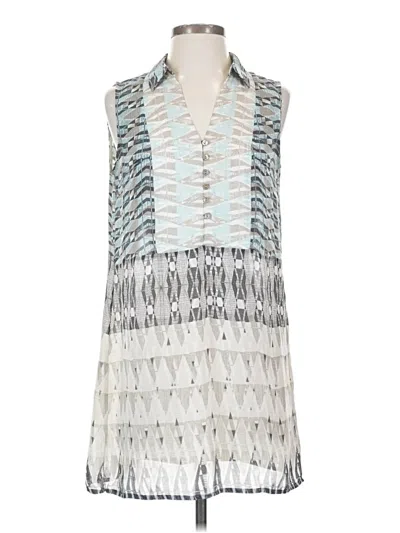 Pre-owned Nic + Zoe Sleeveless Blouse In Silver