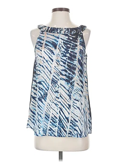Pre-owned Nic + Zoe Sleeveless Silk Top Blue Halter Neckline Tops
