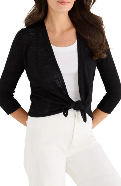Nic + Zoe Nic+zoe Slub Knit 4-way Cardigan In Black