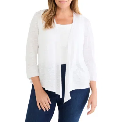Nic + Zoe Nic+zoe Slub Knit Linen Blend 4-way Cardigan In White