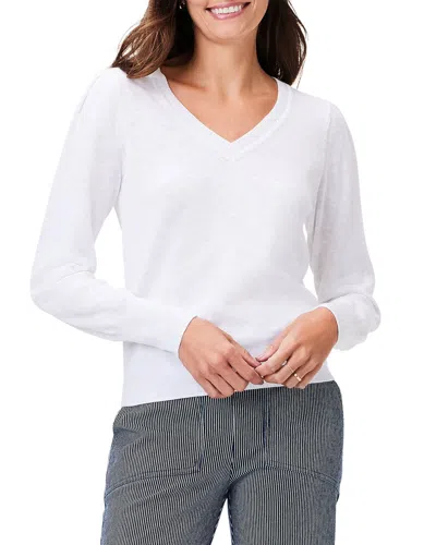 Nic + Zoe Nic+zoe Slub V-neck Sweater In White