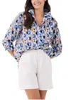 Nic + Zoe Social Circles Relaxed Cotton Button-up Shirt In Multi