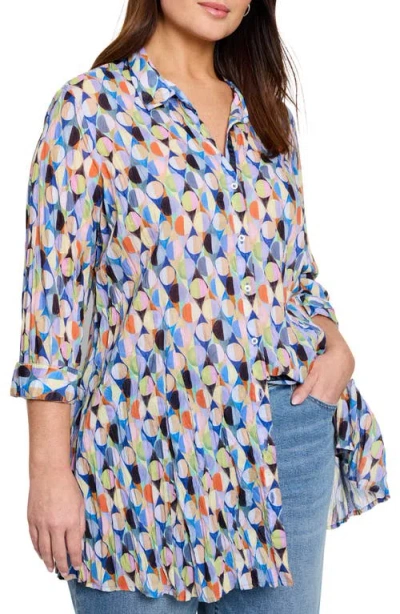 Nic + Zoe Nic+zoe Social Circles Crinkle Shirt In Blue Multi