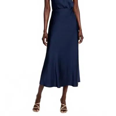 Nic + Zoe Social Edit Crepe Slip Skirt In Dark Indigo In Blue