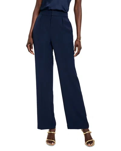 Nic + Zoe Nic+zoe Pintuck Pleated Wide Leg Knit Pants In Dark Indigo