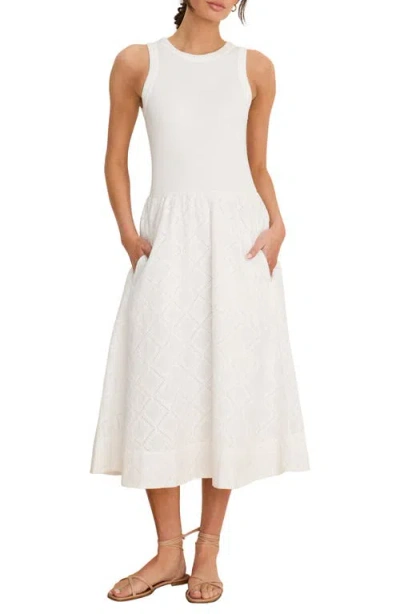 Nic + Zoe Nic+zoe Sofia Diamond Eyelet Midi Dress In White