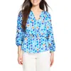 Nic + Zoe Mosaic Sofia Top In Blue Multi In Blue Multi