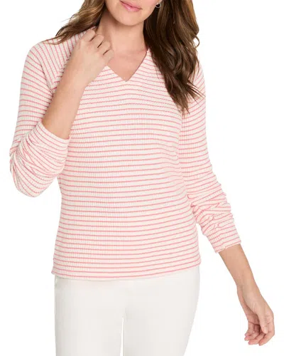 Nic + Zoe Nic+zoe Soft Thermal Split Neck Top In Pkm-pink Multi