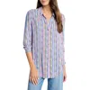 Nic + Zoe Solstice Stripe Shirt In Purple Multi